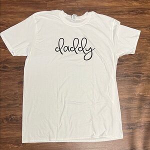Gildan White Short Sleeve Tee with Black Script daddy XL. NWOT